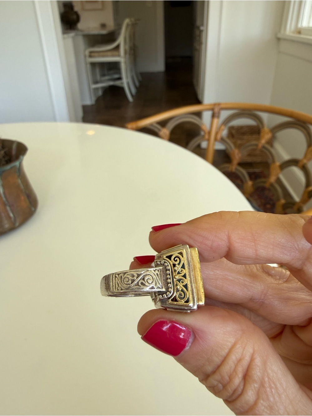 PRETTY RING!! Konstantino Ring with Square Blue Topaz - Picture 4 of 7